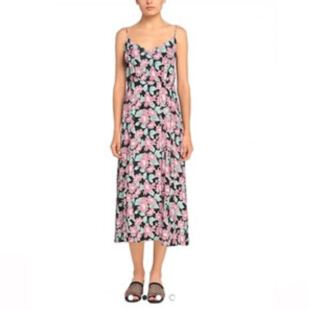 Les Rêveries Floral Silk Midi Dress Sz 2